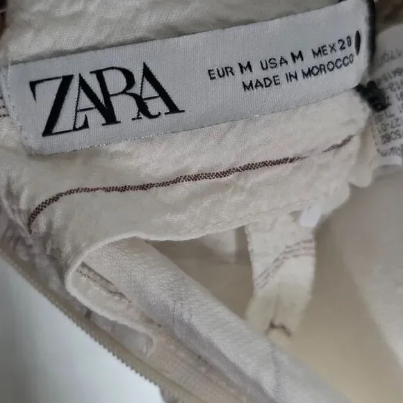 Zara NWT White Textured Draped Pareo Mini Skirt Striped Size M - Picture 6 of 7